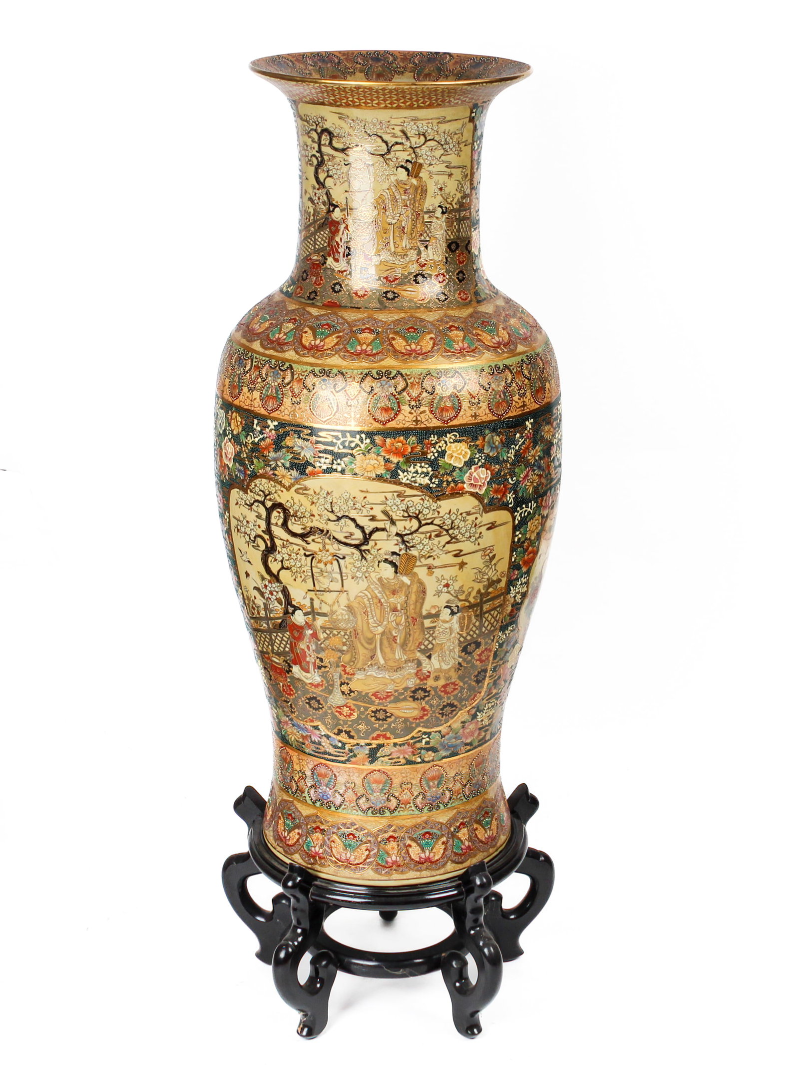 Vintage Japanese Satsuma Pottery Floor Vase (1 of 5)