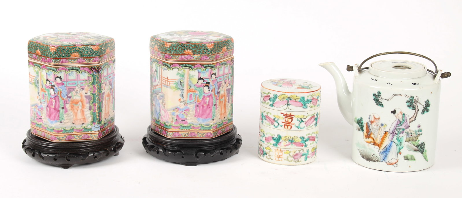 Chinese Porcelain Teapot, Rose Medallion Jars (1 of 8)