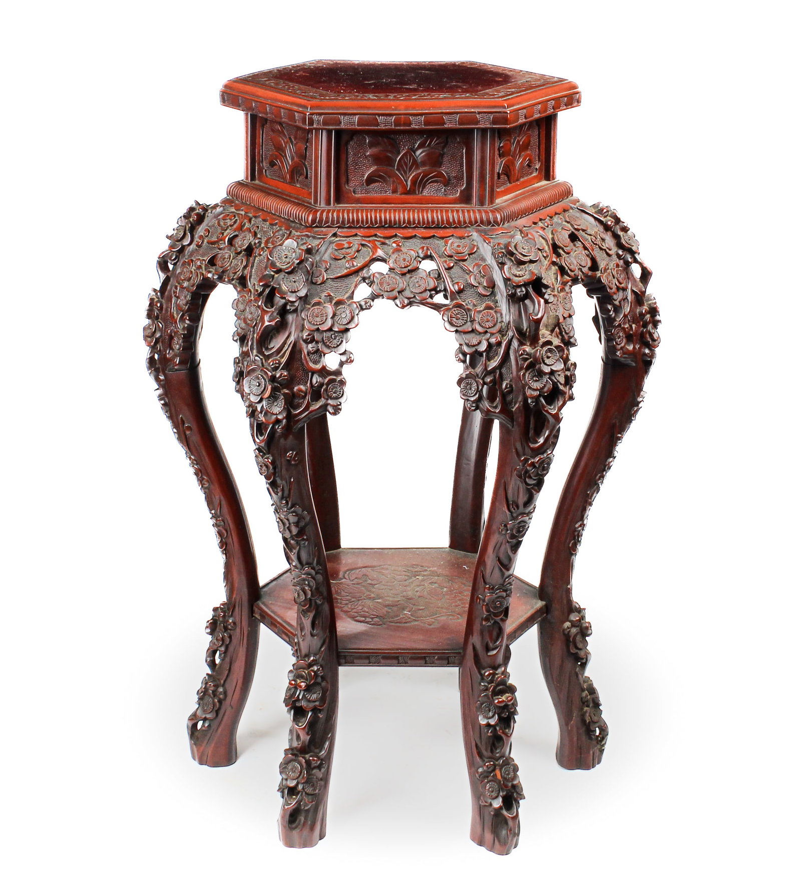 Chinese Carved Hardwood Plant Stand (1 of 6)