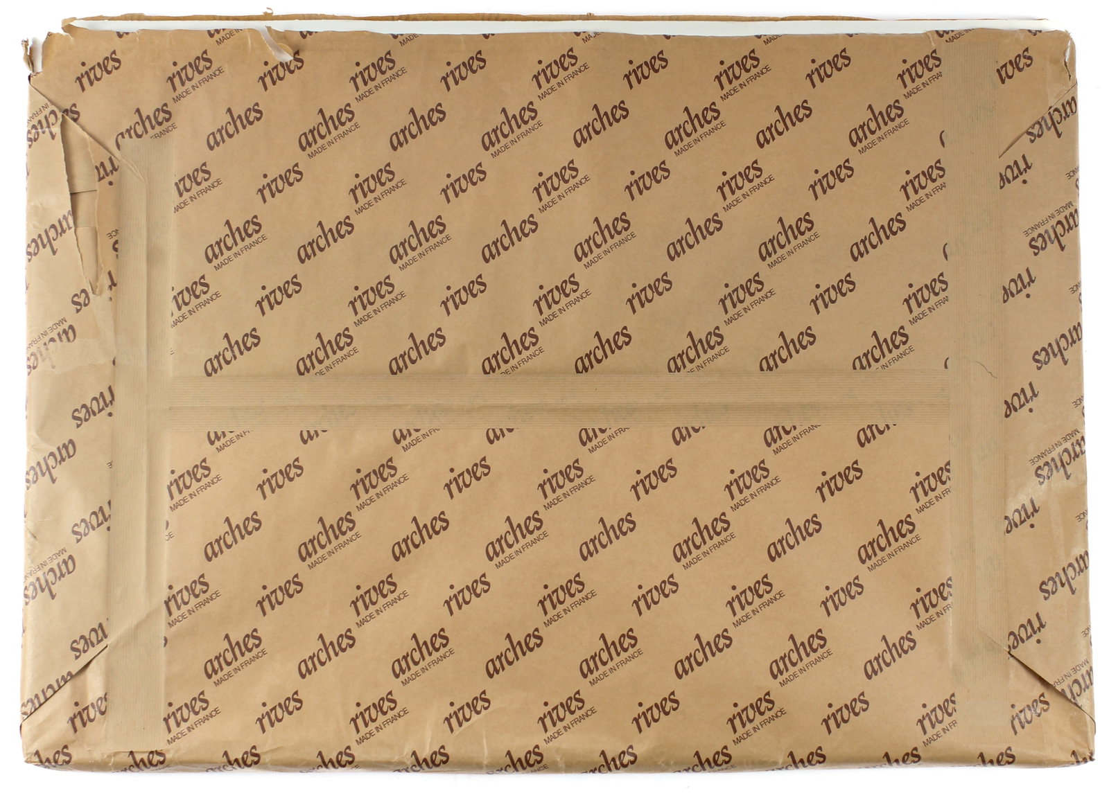 74 Sheets of Arches BFK Rives Paper, 35.5" x 24.75": Description: Approximately 74 sheets of BFK Rives Velin paper by Arches with four deckle edges. Markings & Inscriptions: Watermarked, labeled Date: Contemporary Maker: Arches Dimensions: 35.5" x 24.75