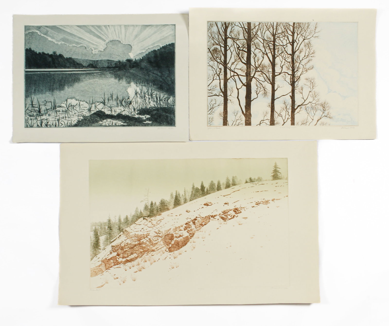 Richard Volpe (American, 1926-1985) Three Signed Etchings (1 of 4)