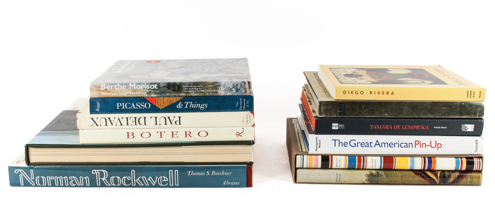 Modern Art Books & Monographs: Description: Subjects include Norman Rockwell, Edward Hopper, Pablo Picasso, Paul Delvaux, Berthe Morisot, Tamara de Lempicka, Salvador Dali, and Fernando Botero, among others. Markings & Inscriptions