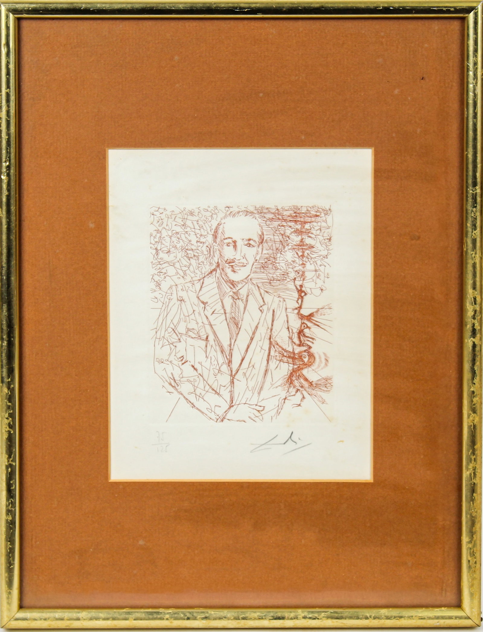 Salvador Dali, Portrait of Walt Disney, Signed Etching (1 of 3)