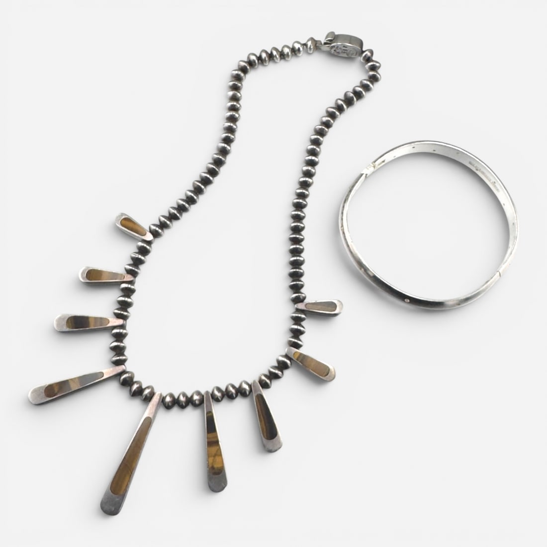 Sterling Silver Necklace and Bangle (1 of 3)