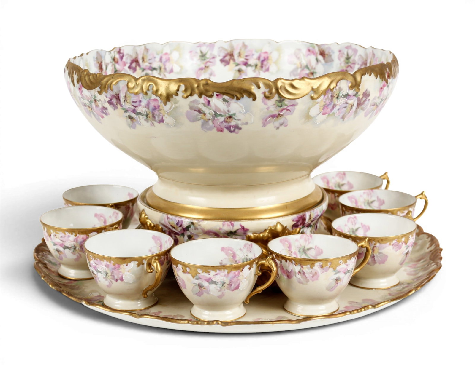 T&V Limoges Porcelain Punch Bowl with Cups (1 of 13)