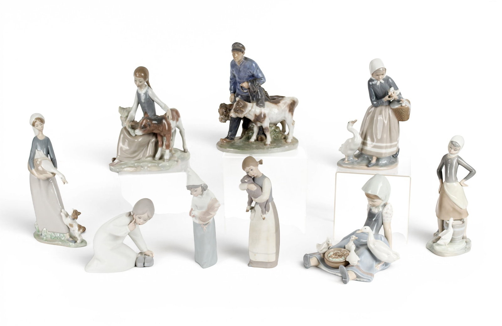 Lladro Porcelain Figurines, Royal Copenhagen Boy with Calves (1 of 7)