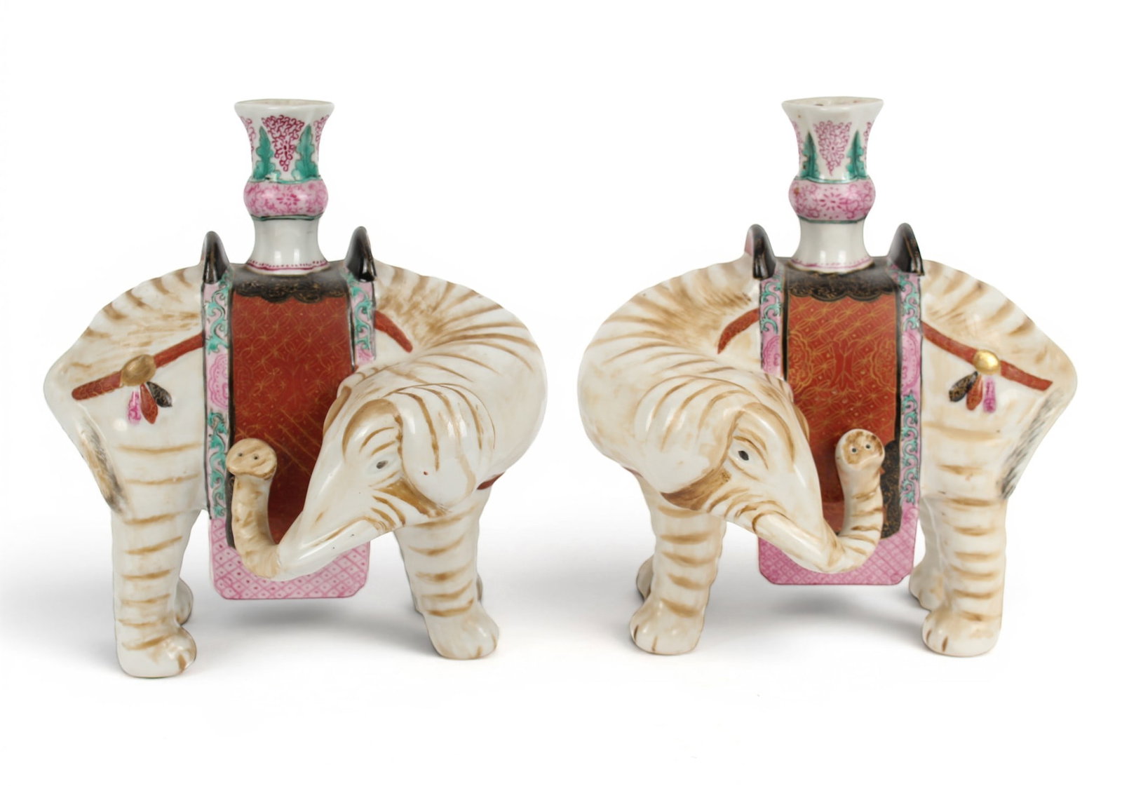 Pair of Mottahedeh Winterthur Elephant Porcelain Candle Holders (1 of 10)