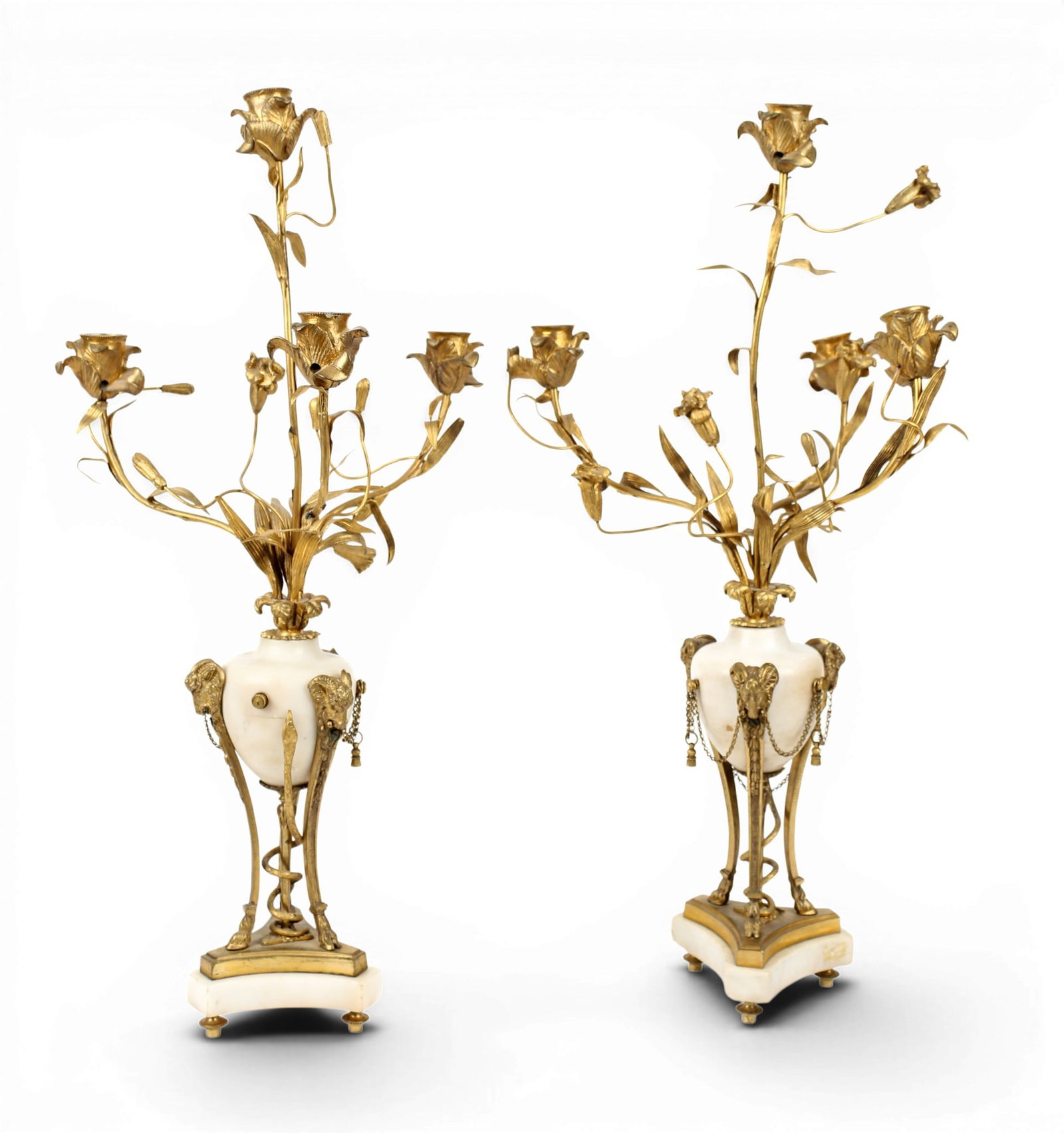 19th Century French Gilt Bronze & Marble Candelabras (1 of 12)