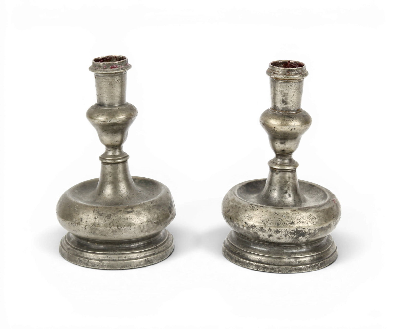Two Spanish Pewter Capstan Candlesticks (1 of 10)