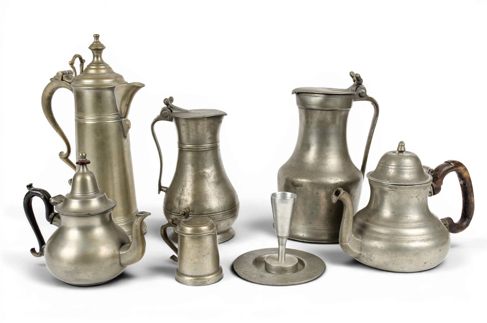Collection of Pewter Flagons, Guernsey Measure, Teapots, Etc. (1 of 20)