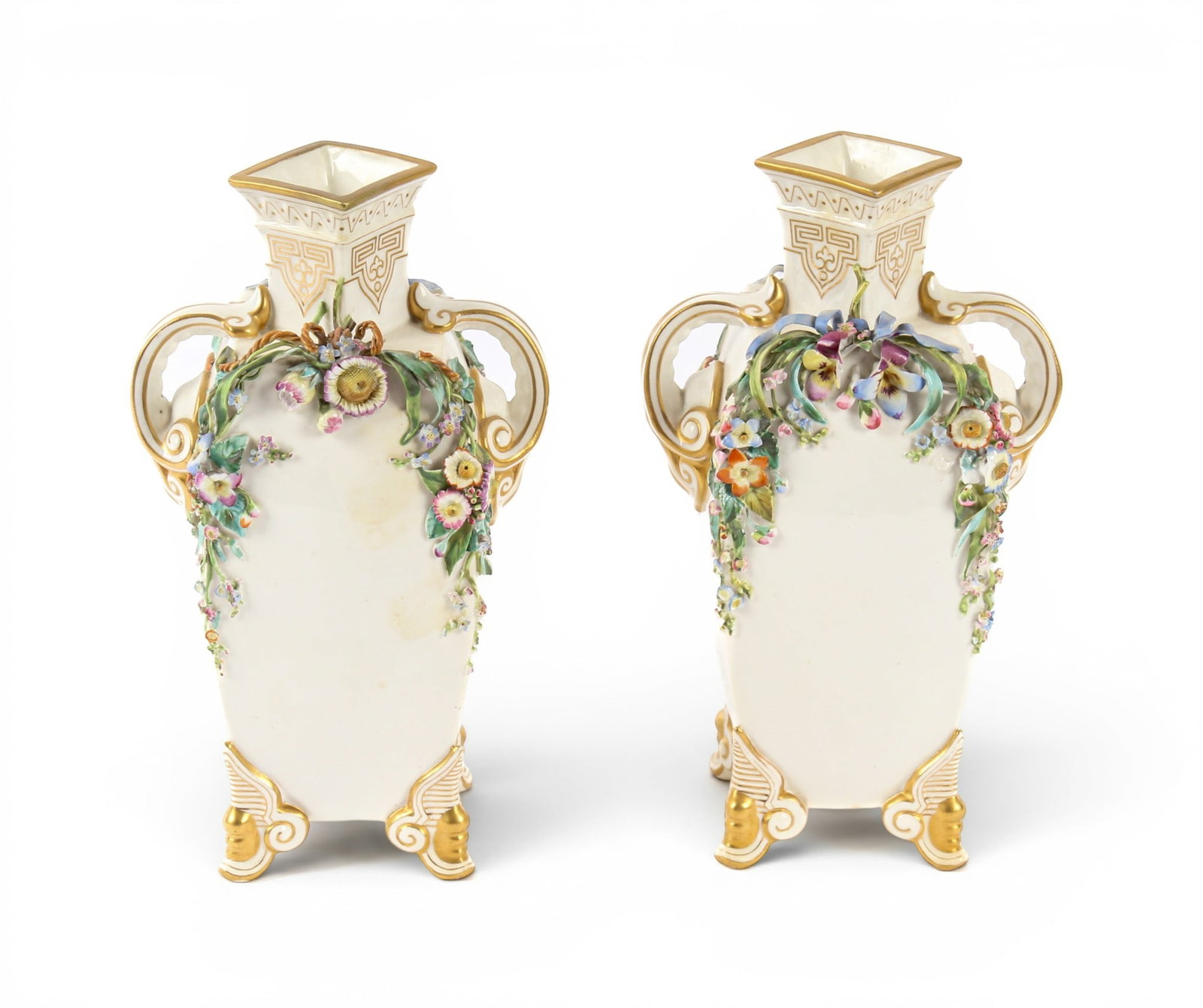 Royal Worcester Porcelain Applied Flower "Japanese" Vases (1 of 11)