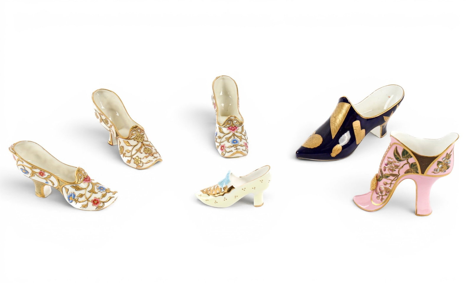 Group of Royal Worcester Porcelain Polychrome and Gilt Glazed Shoes (1 of 5)