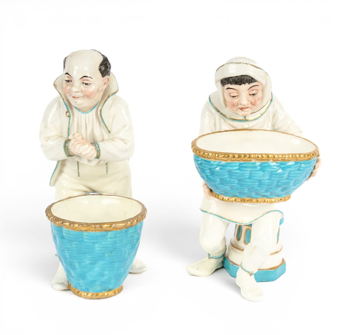 Two Royal Worcester Porcelain Basket Holder Figures (1 of 10)