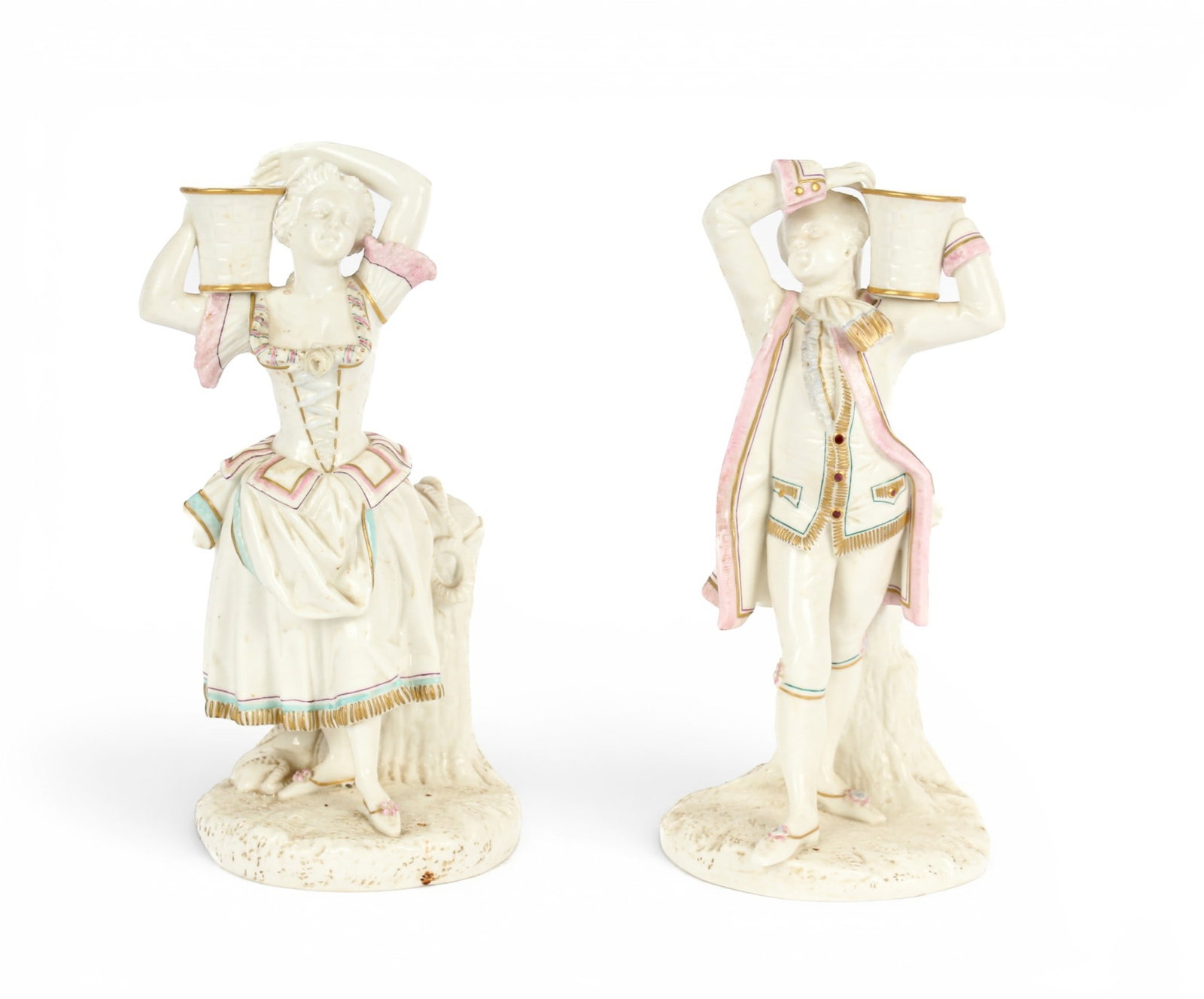 Pair of Royal Worcester Porcelain Figural Candle Holders (1 of 13)
