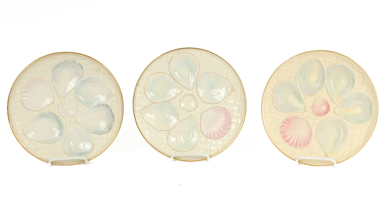 Group of Three Royal Worcester Blush Porcelain Oyster Plates (1 of 8)