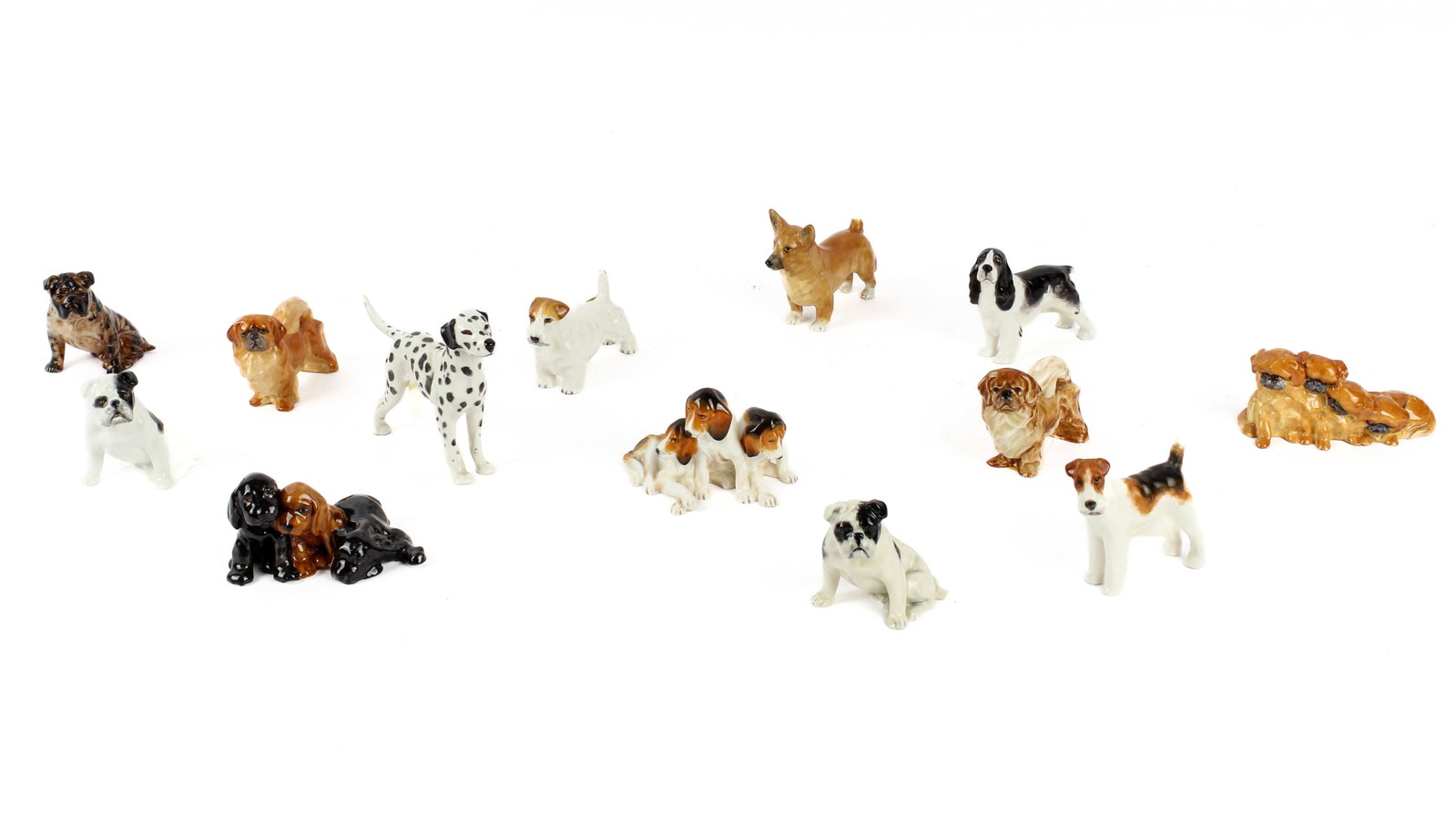 Group of Royal Worcester Porcelain Dog Figurines (1 of 6)