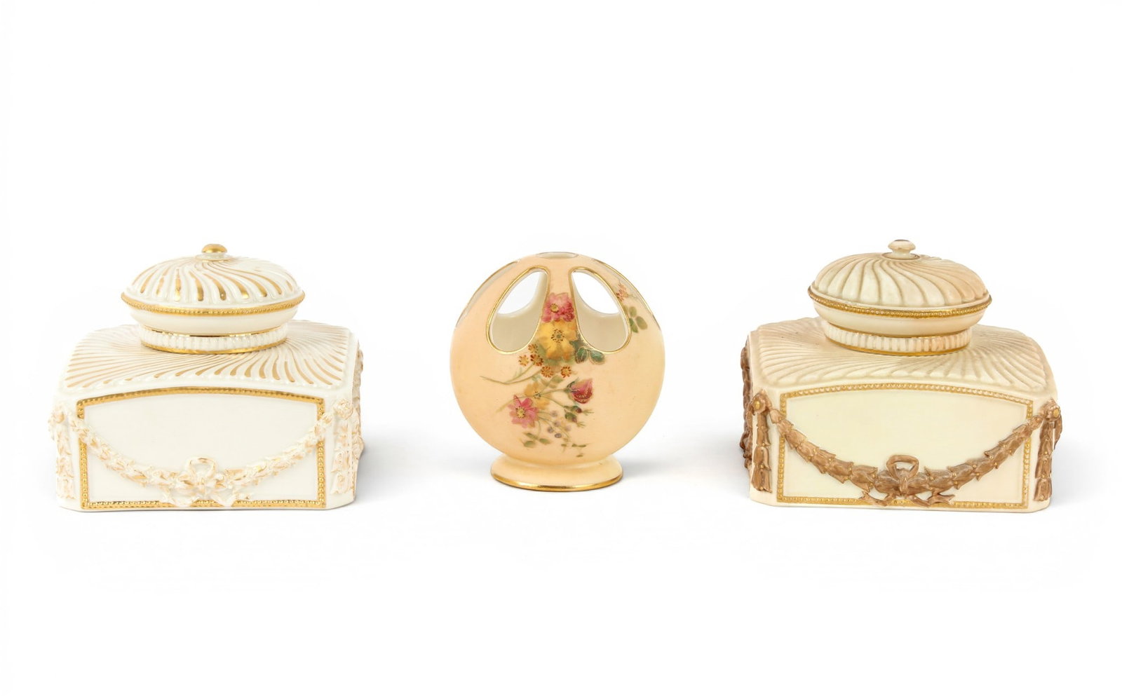 Two Royal Worcester Porcelain Square Form Inkwells (1 of 11)