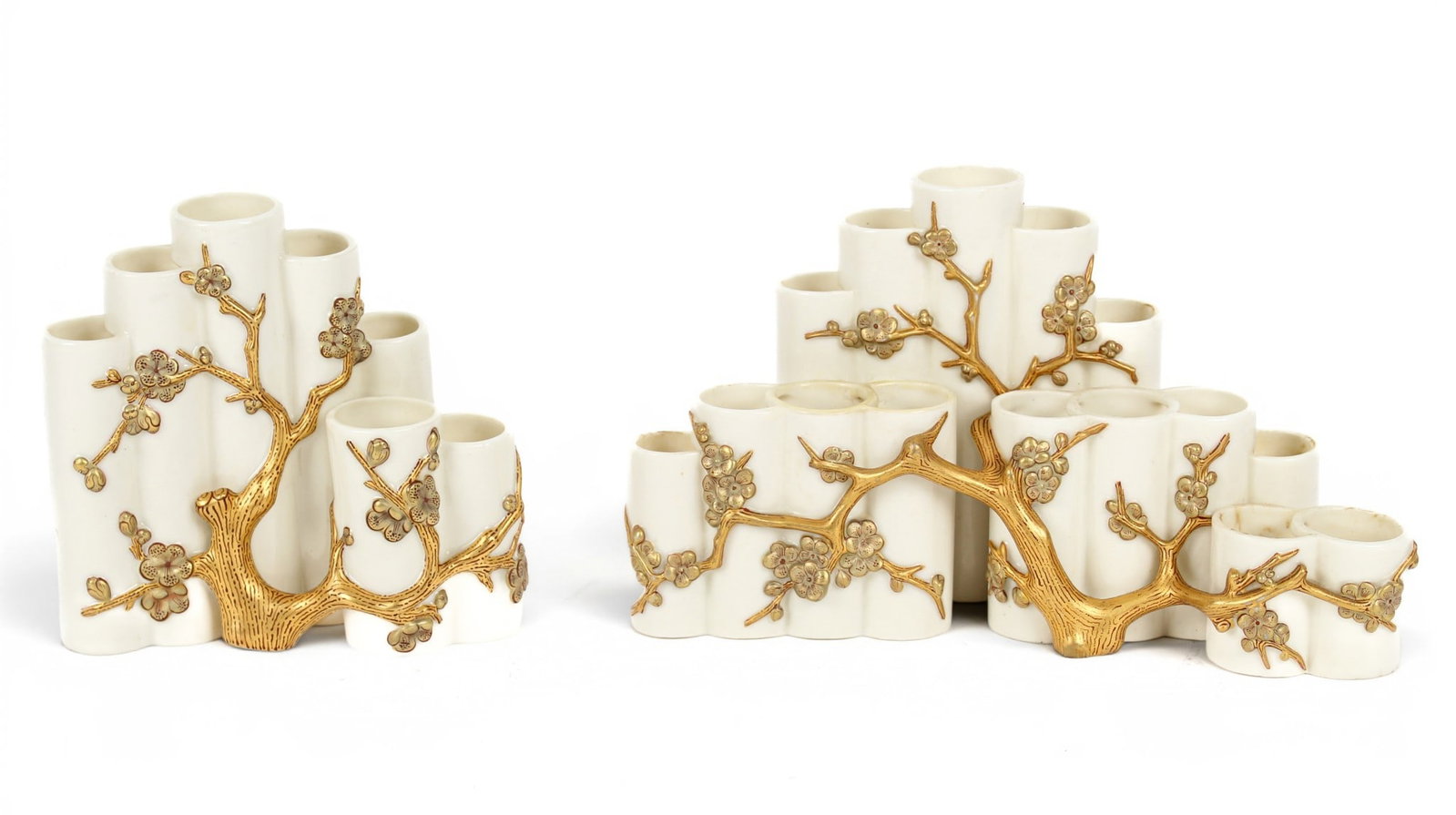 Two Royal Worcester Porcelain Multi-Section Bud Vases (1 of 8)