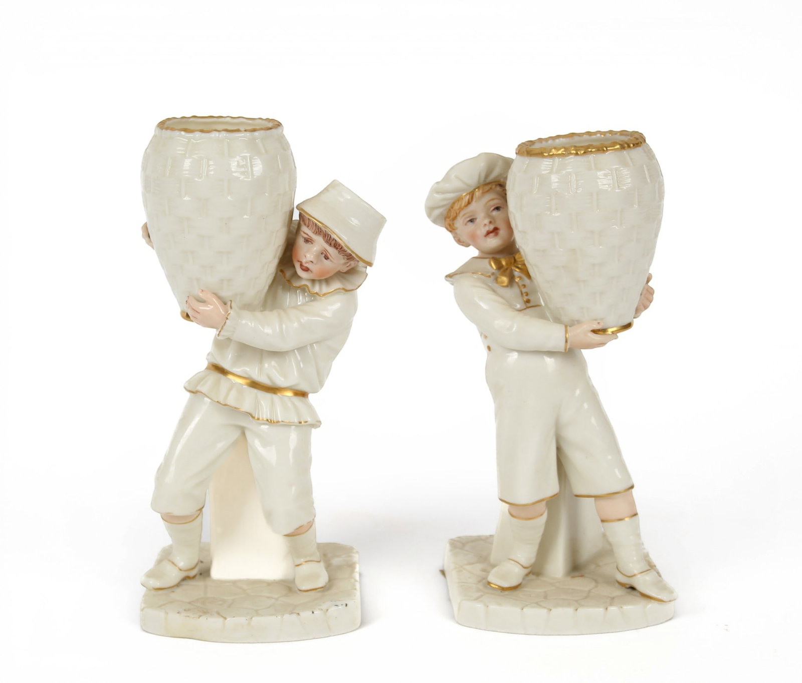 Pair of Royal Worcester Porcelain Figures of Boys Carrying Baskets (1 of 14)