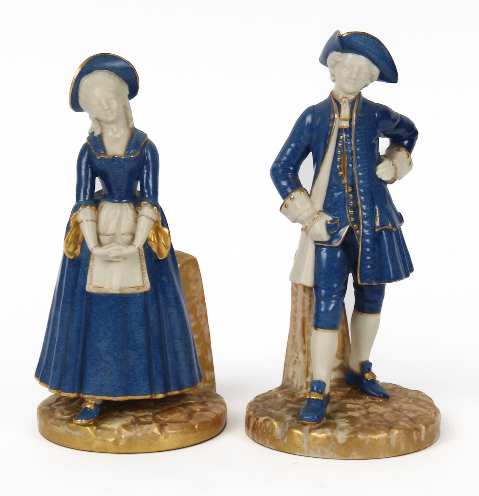 Pair of Royal Worcester Porcelain Gallant Male and Female Figurines, James Hadley (1 of 15)