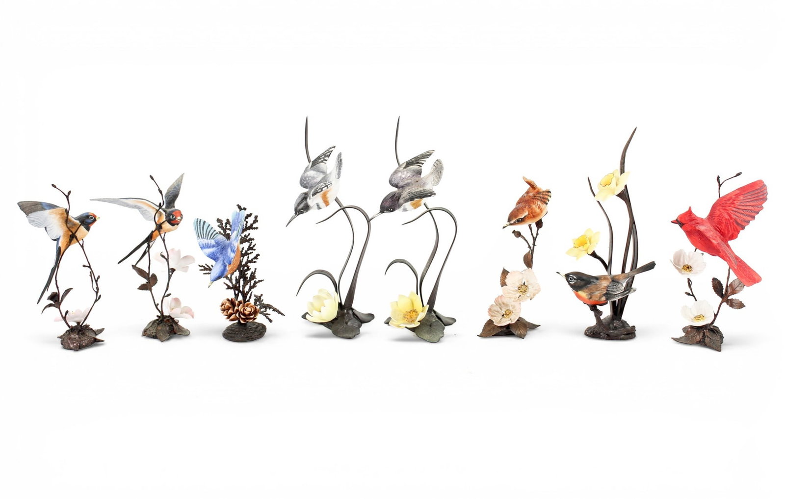 Group of Eight Royal Worcester Figurines of Birds and Flowers (1 of 18)
