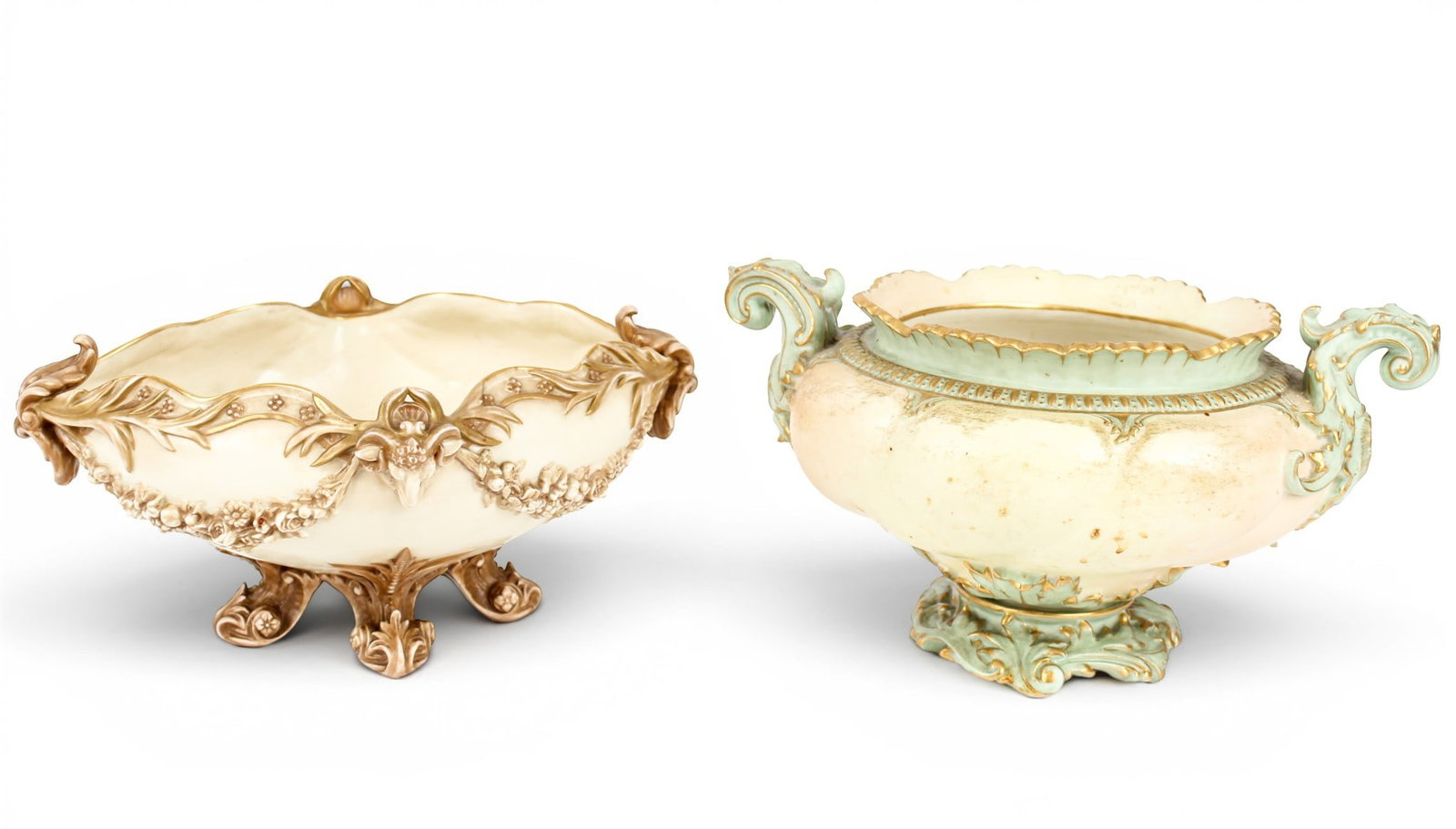 Royal Worcester Porcelain Oval Festooned Flower Bowl (1 of 15)