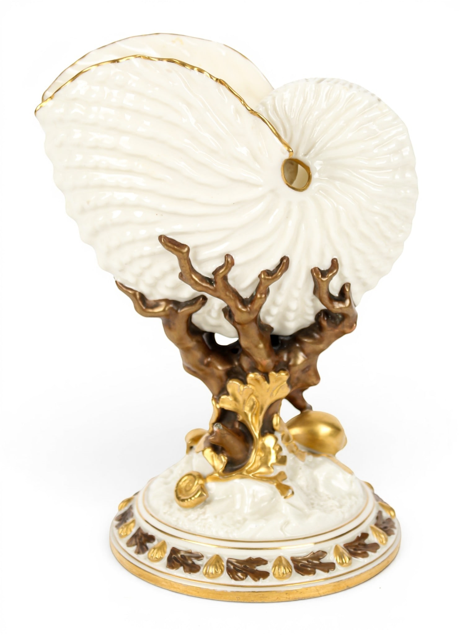 Royal Worcester Porcelain Nautilus Shell Vase on Naturalistic Pedestal (1 of 7)