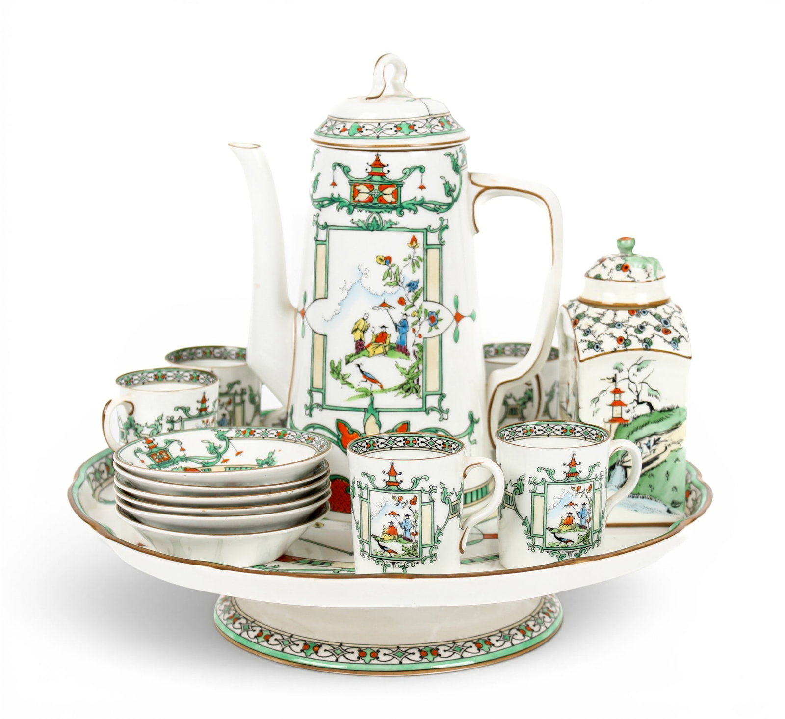 Royal Worcester Porcelain Chinoiserie Scene Demitasse Set (1 of 20)
