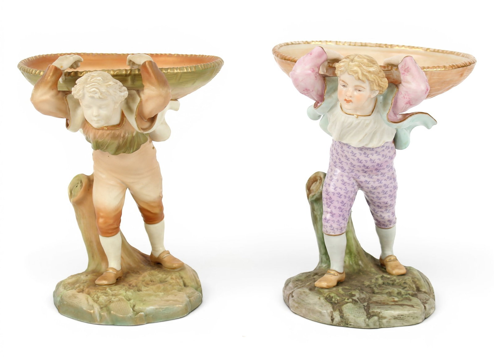 Two Royal Worcester Porcelain Rustic Boy with Basket Figures (1 of 10)