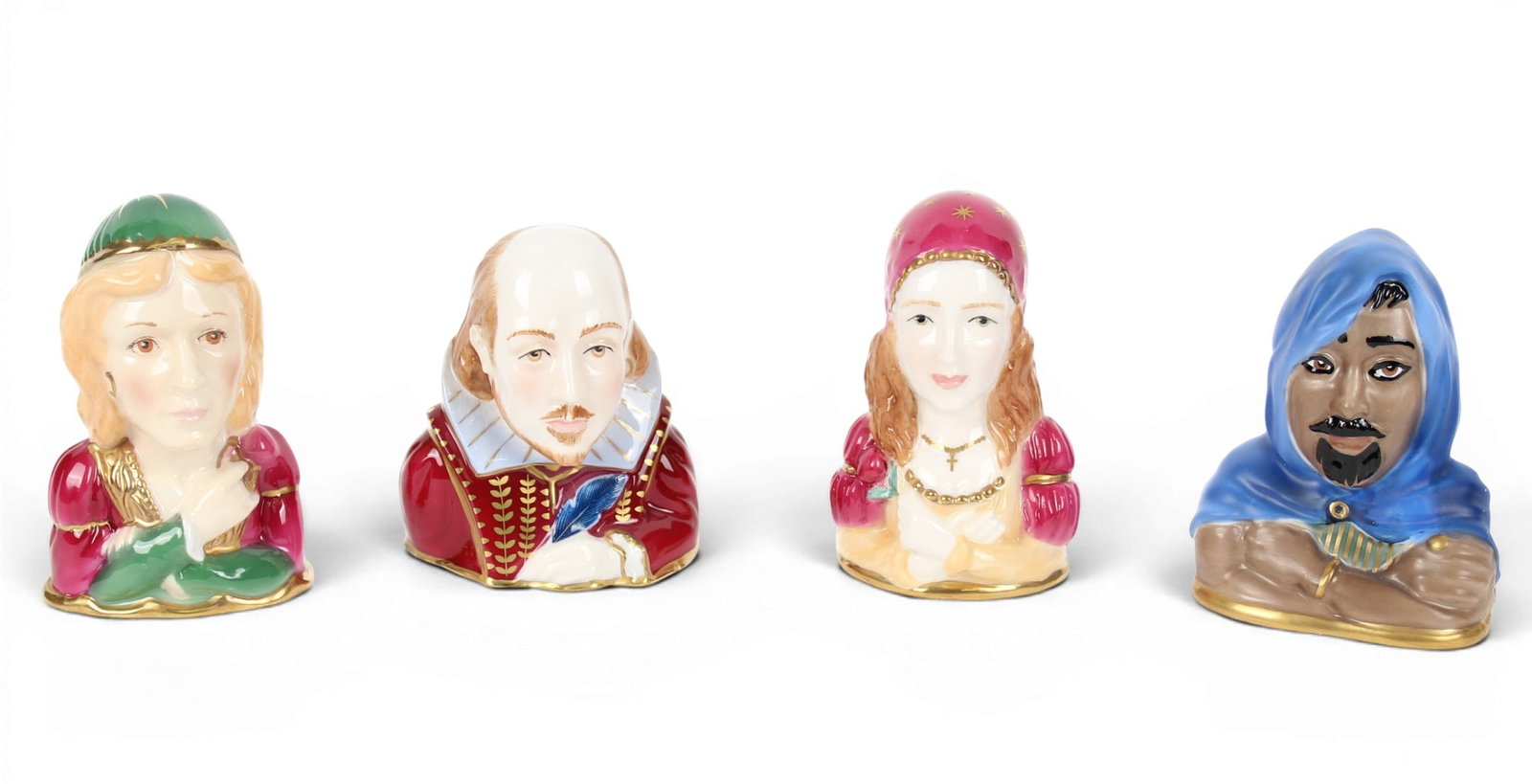 Group of Four Figural Candle Snuffers from the Royal Worcester Connoisseur Collection, Shakespeare (1 of 13)
