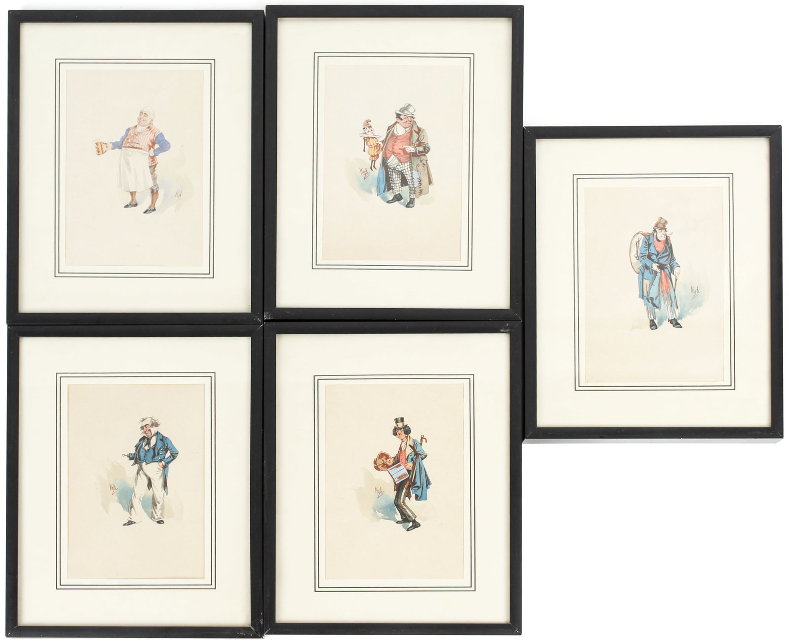 Joseph Clayton Clarke "Kyd" (British, 1856-1938) Five Watercolor Caricature Illustrations. (1 of 19)