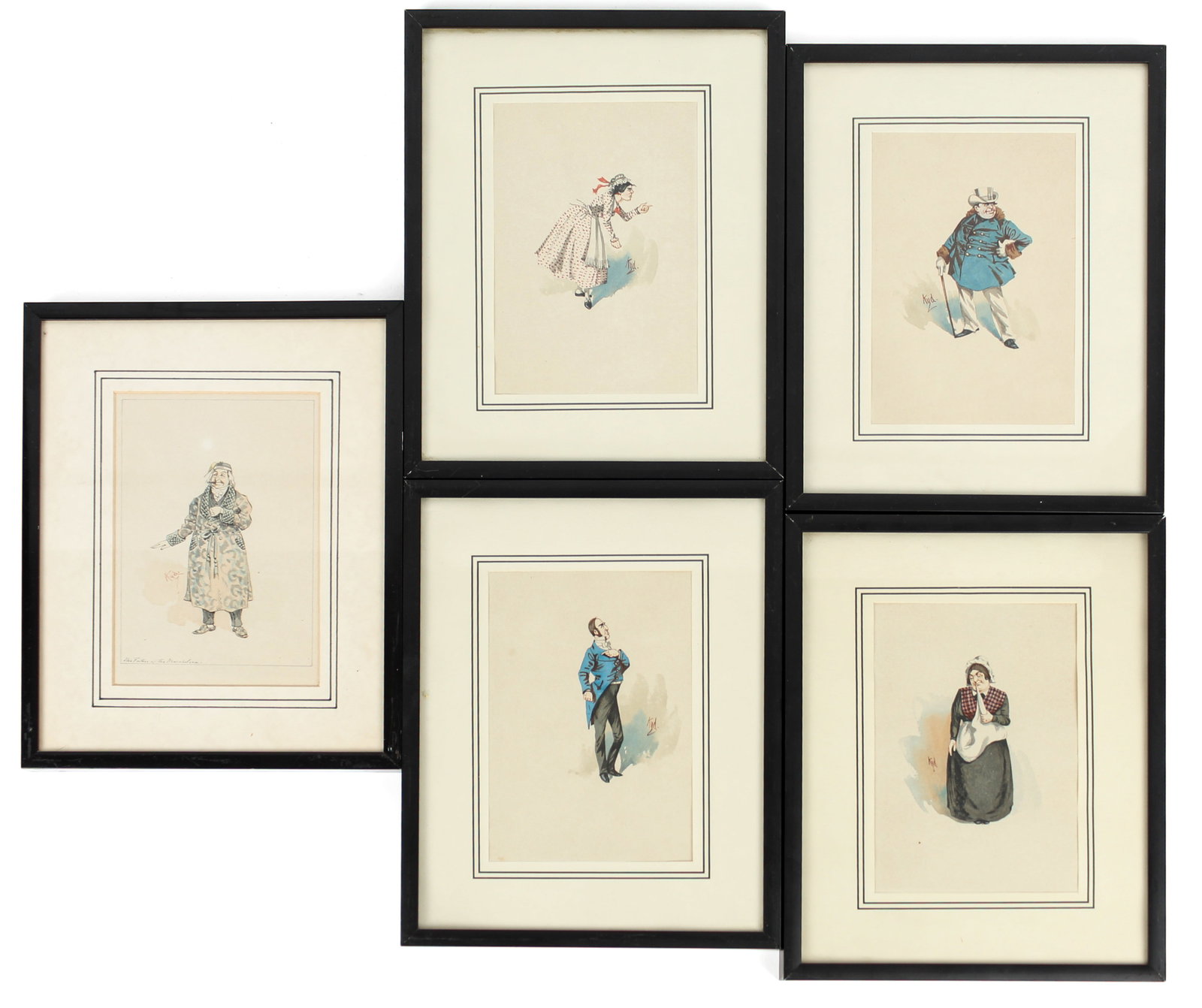 Joseph Clayton Clarke "Kyd" (British, 1856-1938) Five Watercolor Caricature Illustrations. (1 of 20)