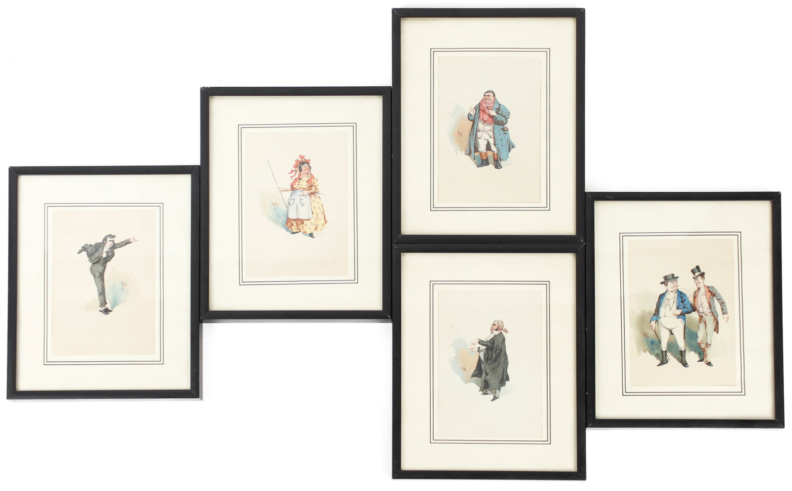 Joseph Clayton Clarke "Kyd" (British, 1856-1938) Five Watercolor Caricature Illustrations. (1 of 20)