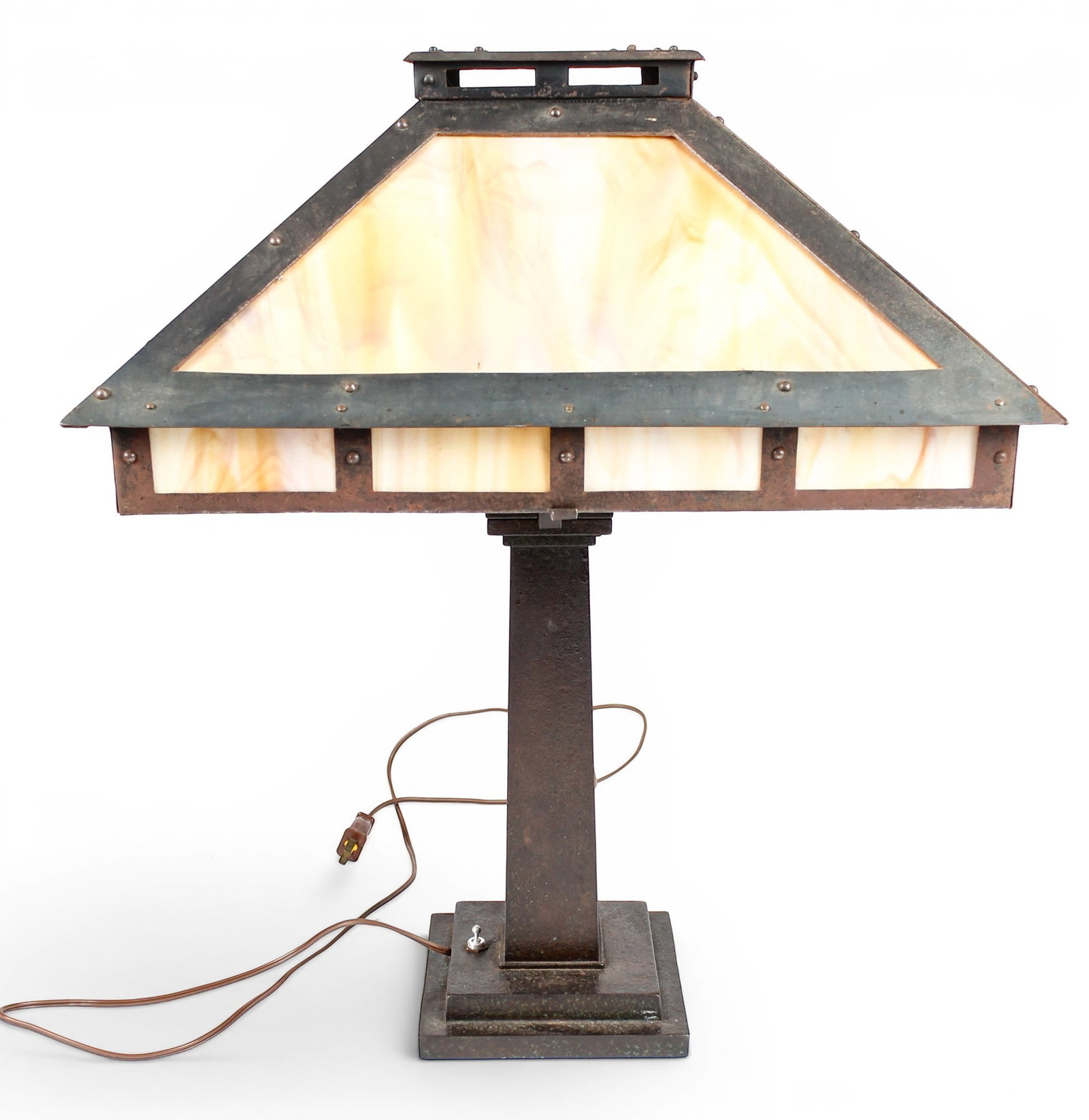 Arts & Crafts Slag Glass Lamp (1 of 8)