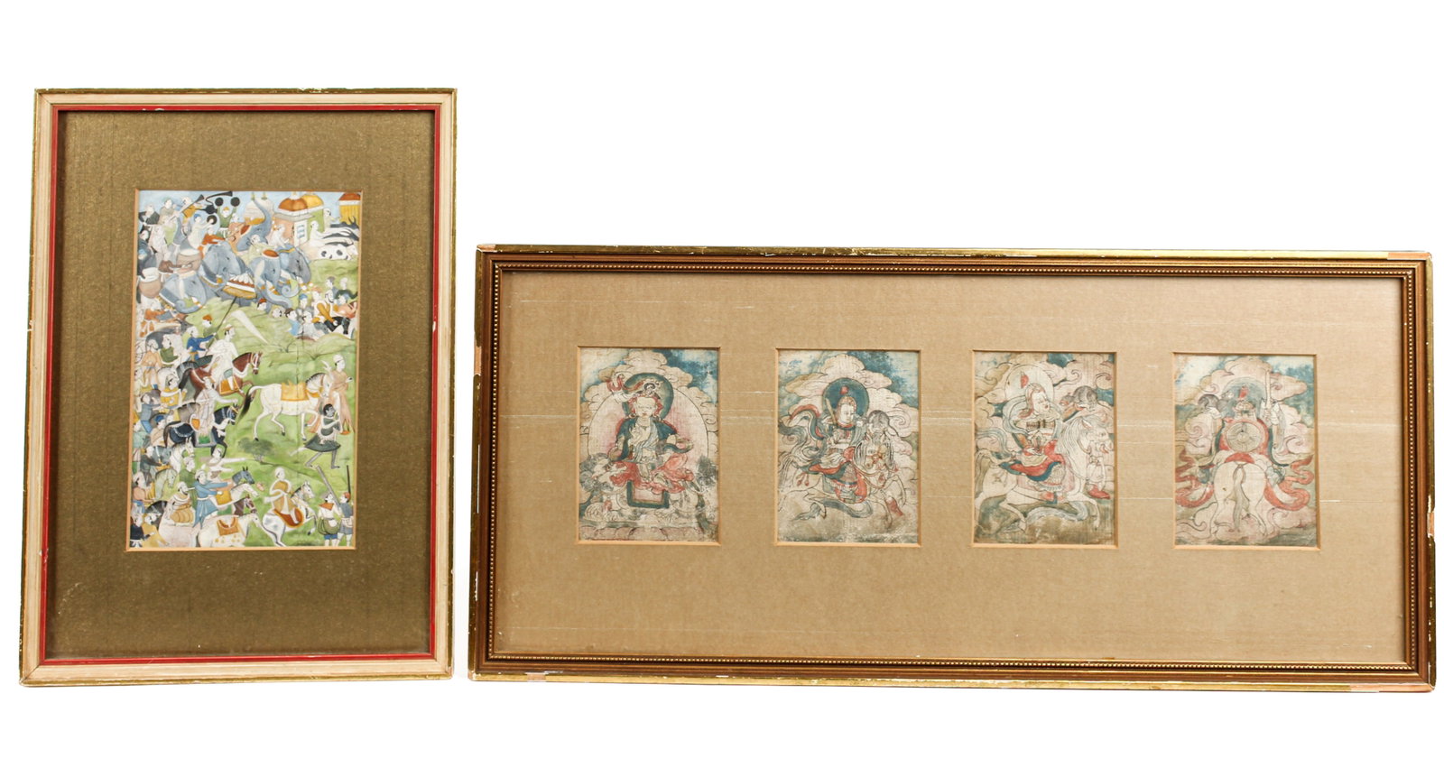Indian Mughal School Miniature Painting, Thangka Fragments (1 of 9)