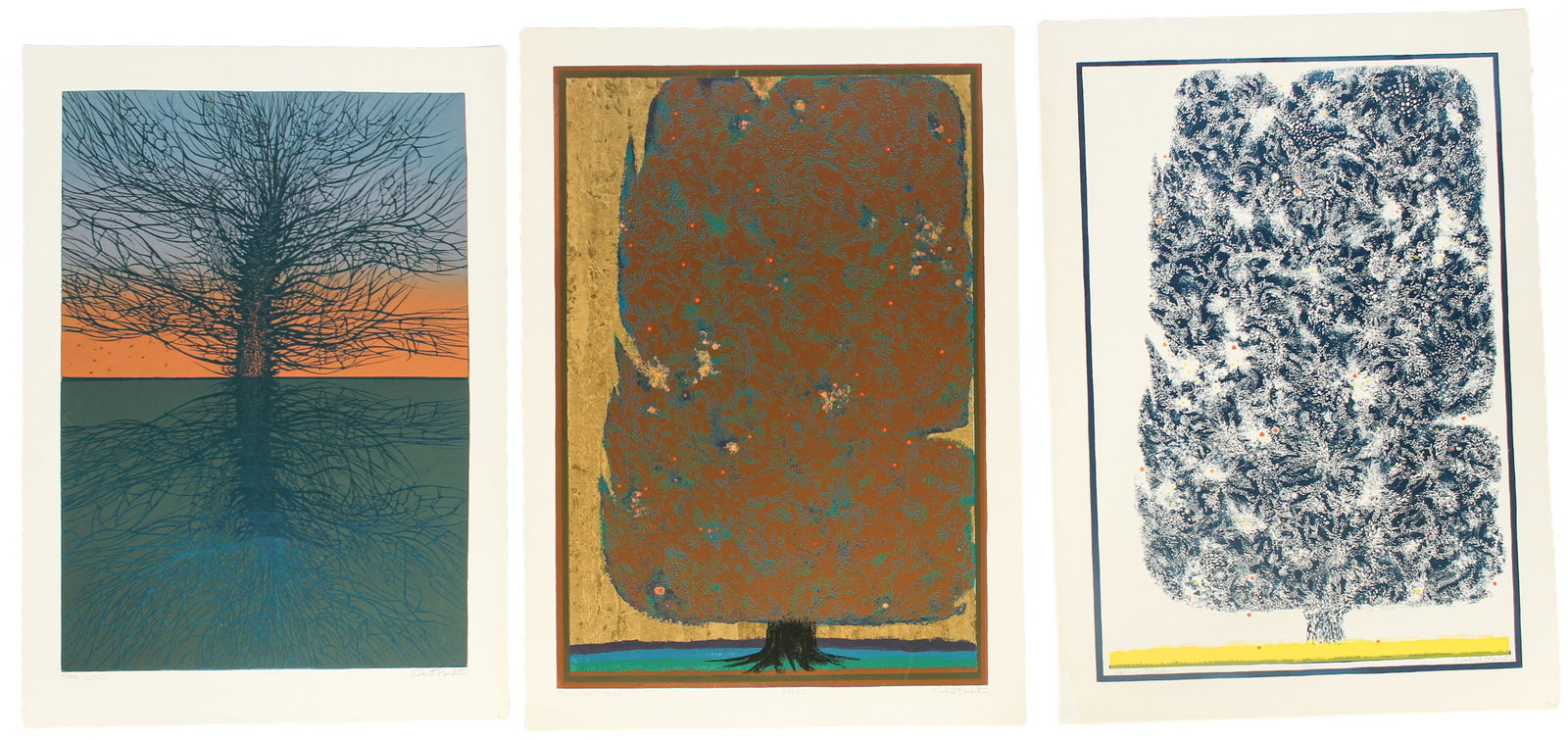 Robert Burkert (American, 1930-2019) Three Serigraphs, Trees (1 of 4)