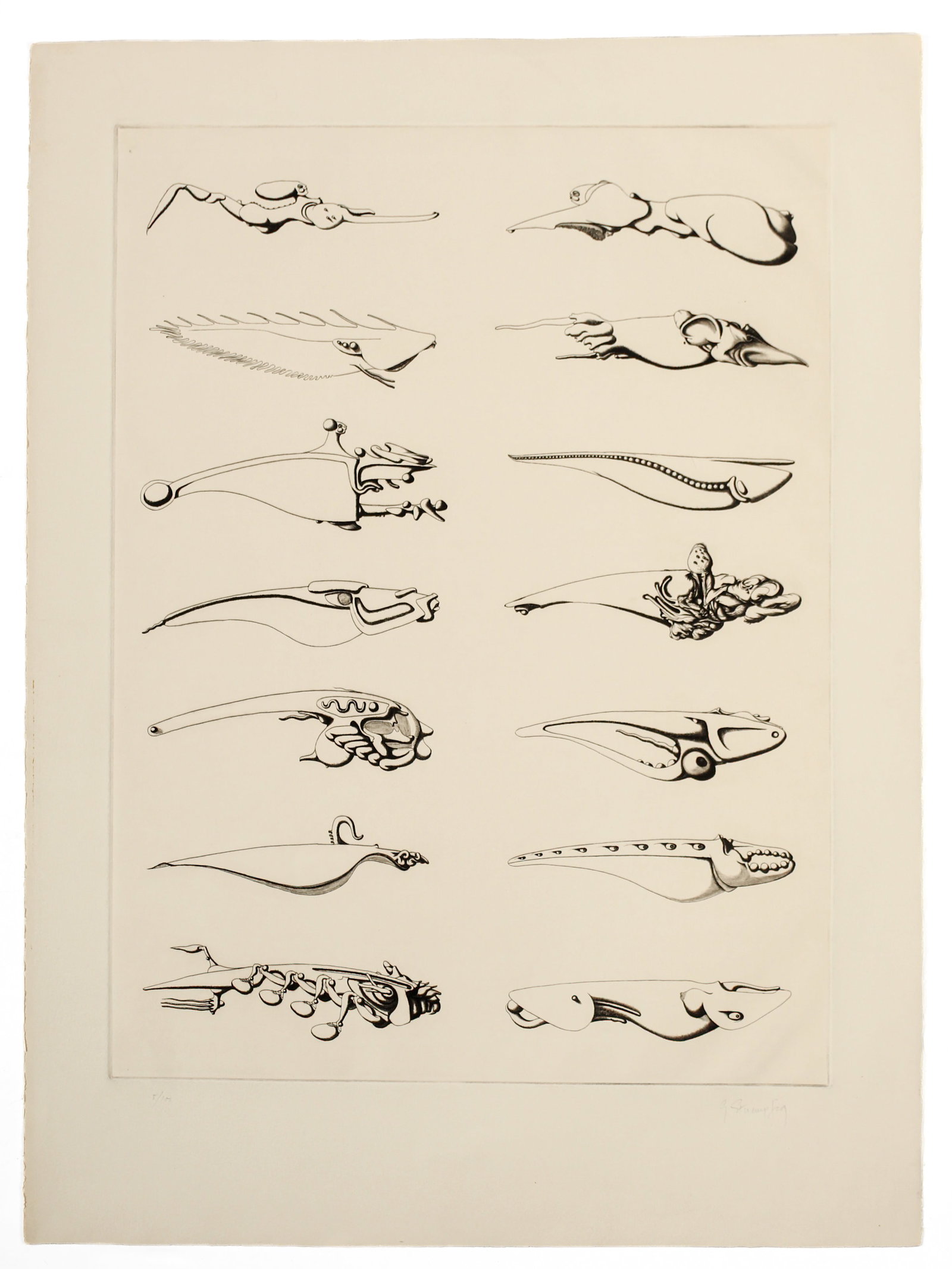 George Stuempfig (American, 20th C.) Large Surreal Etching (1 of 6)