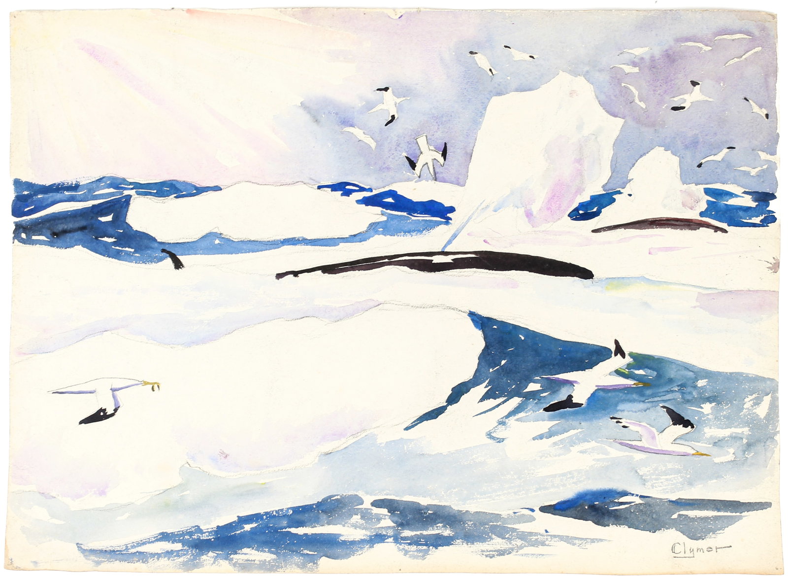 James Floyd Clymer (American, 1893-1982) Northern Gannets, Canada, Watercolor (1 of 6)