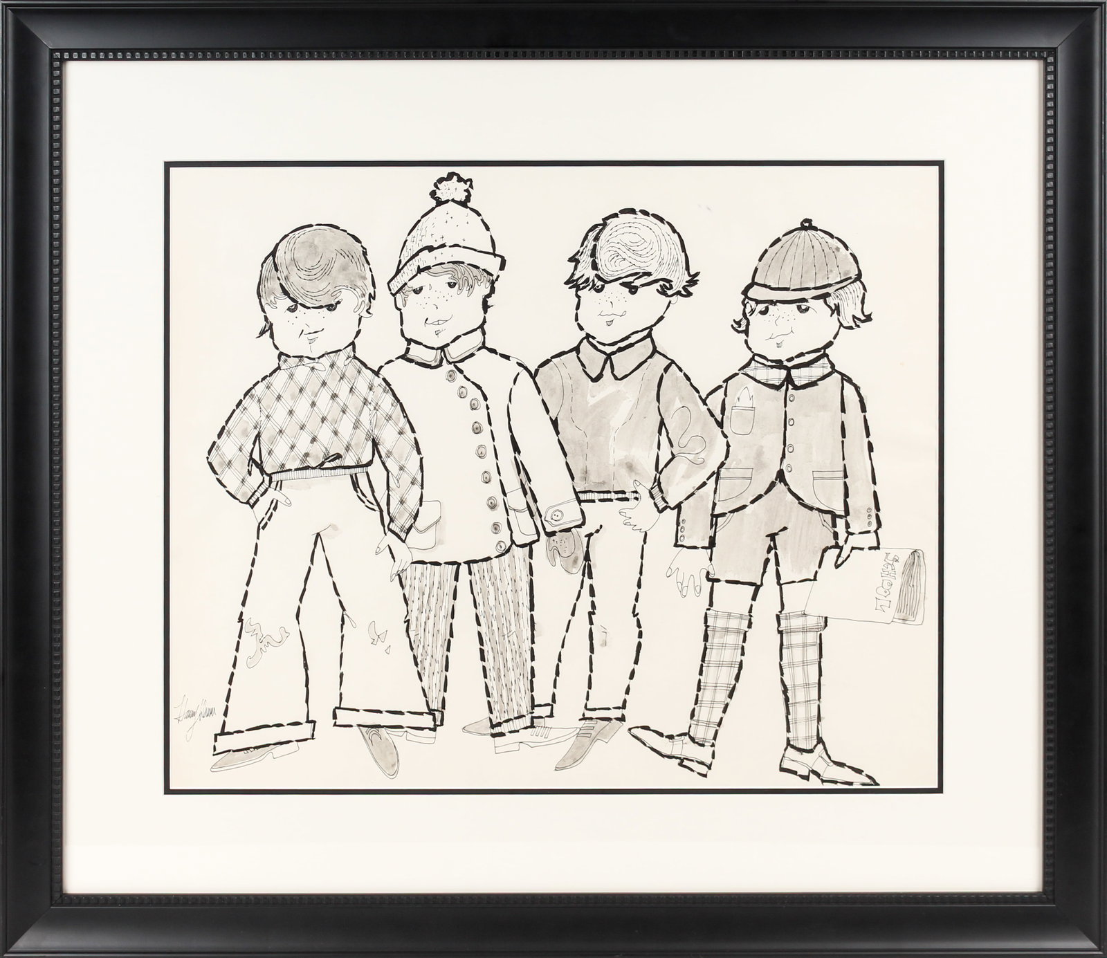 Harry Dunn (American, 1929-1998) Four Children, Ink and Watercolor on Paper (1 of 11)