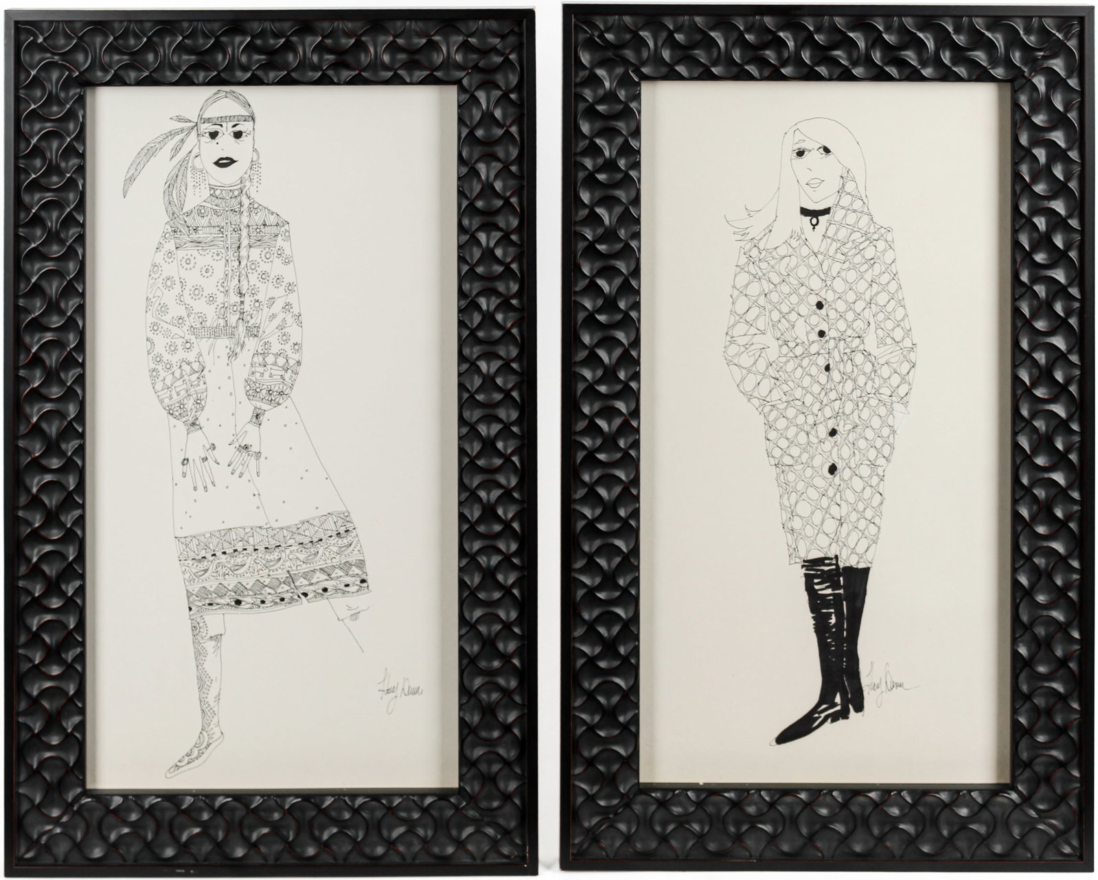 Harry Dunn (American, 1929-1998) Two Figural Drawings, Pen and Ink on Paper (1 of 16)