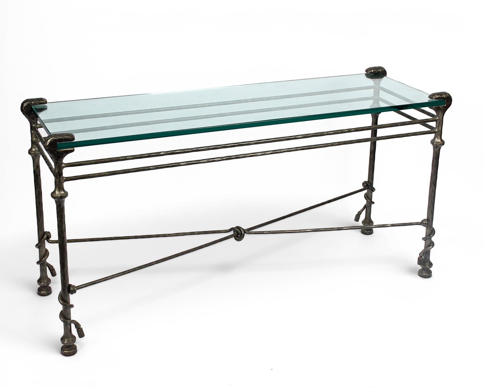 Diego Giacometti Style Wrought Iron Coffee Table: Description: A Brutalist wrought iron coffee table in the style of Diego Giacometti. Markings & Inscriptions: Unmarked Date: Late 20th-early 21st century Maker: Unknown, style of Diego Giacometti Dime