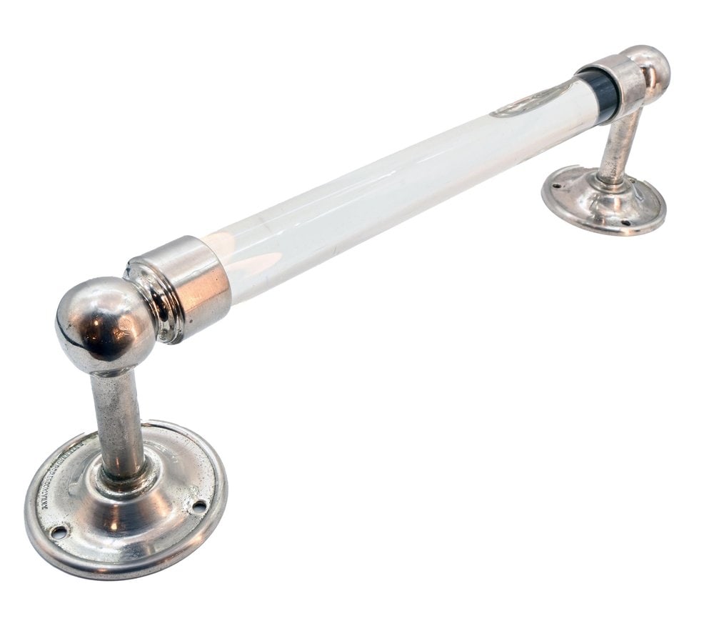 13 Inch Glass Rod Cast Brass with Nickel Plate Towel Bar 1905 by S. Sternau (1 of 2)