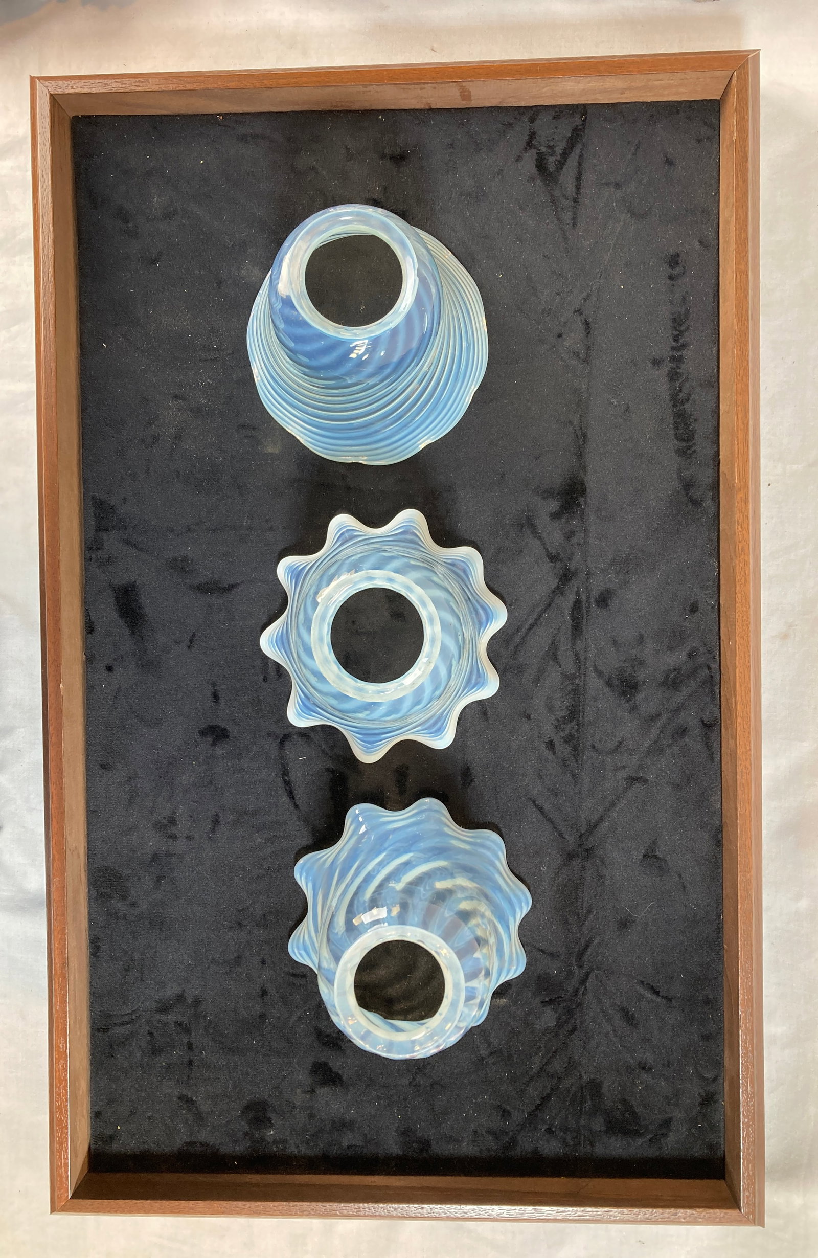 2ND SET of 3  various glass swirled shades (1 of 3)