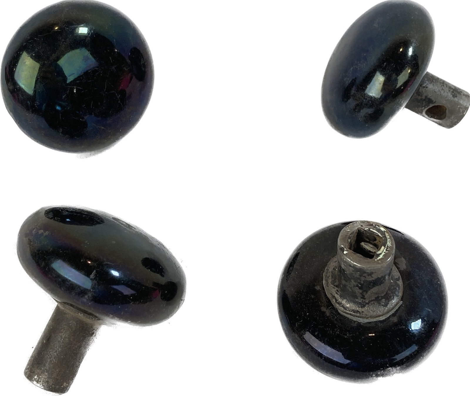 Set of 4 antique black porcelain doorknobs (1 of 1)