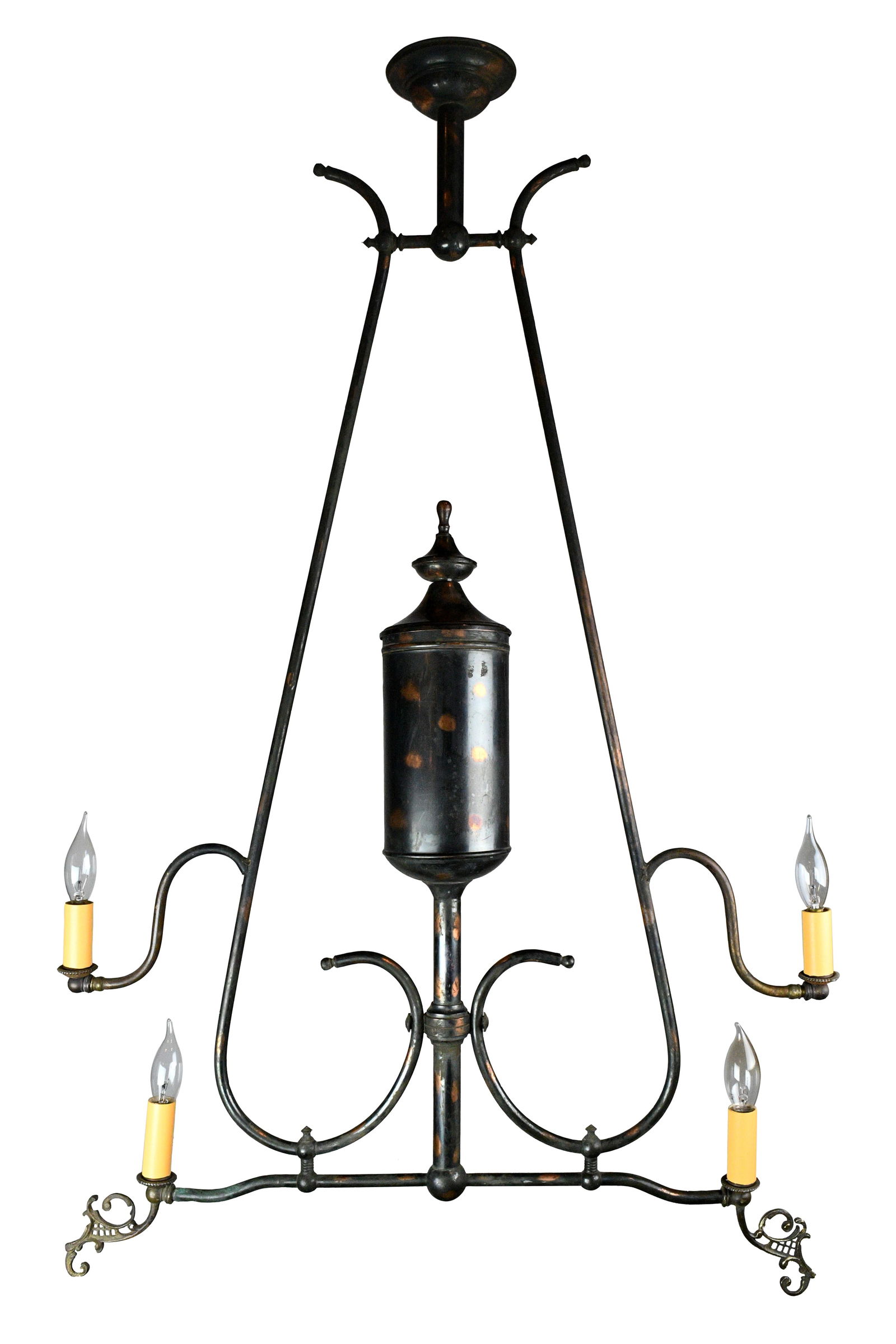Japanned finish oil lamp chandelier (1 of 5)