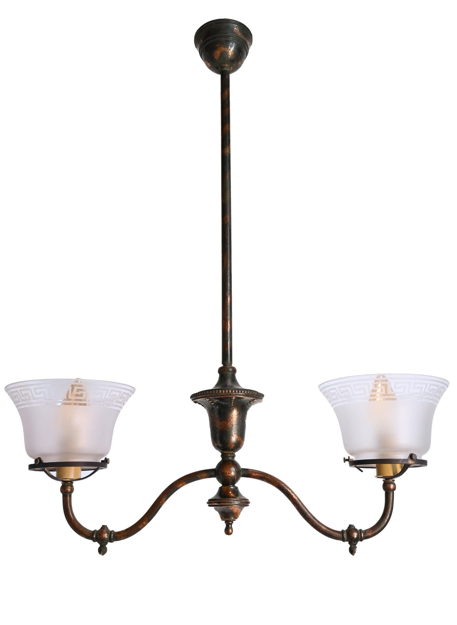 Two shade gas conversion pendant gilt and satin antique japan finish (1 of 4)