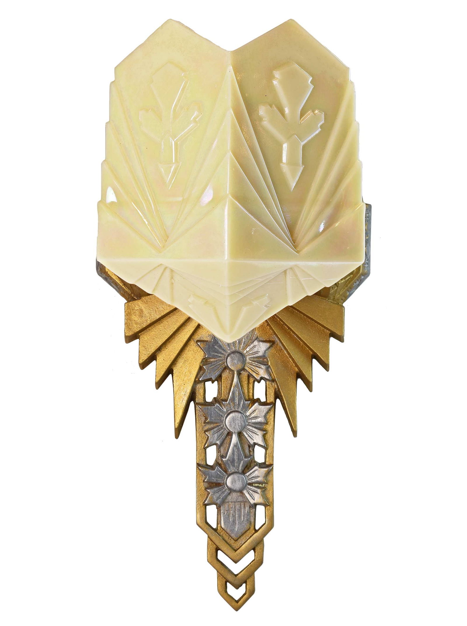 Art Deco sconce with molded custard glass shade (1 of 5)