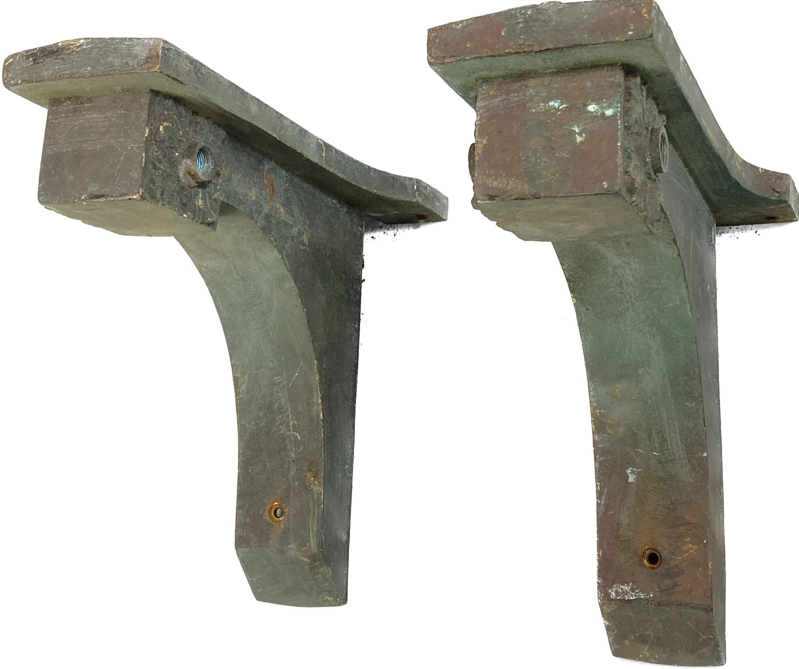 1ST SET: Pair of cast bronze corbels with leaf design (1 of 4)