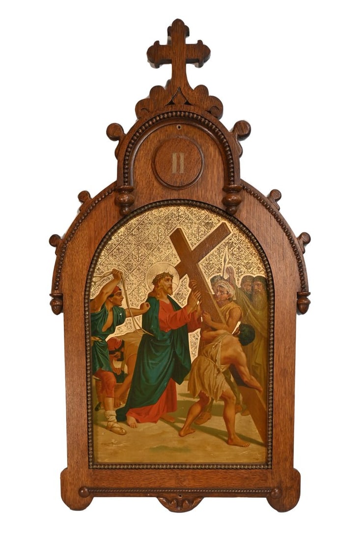 Station II of the cross on copper with quartersawn oak frame (1 of 14)