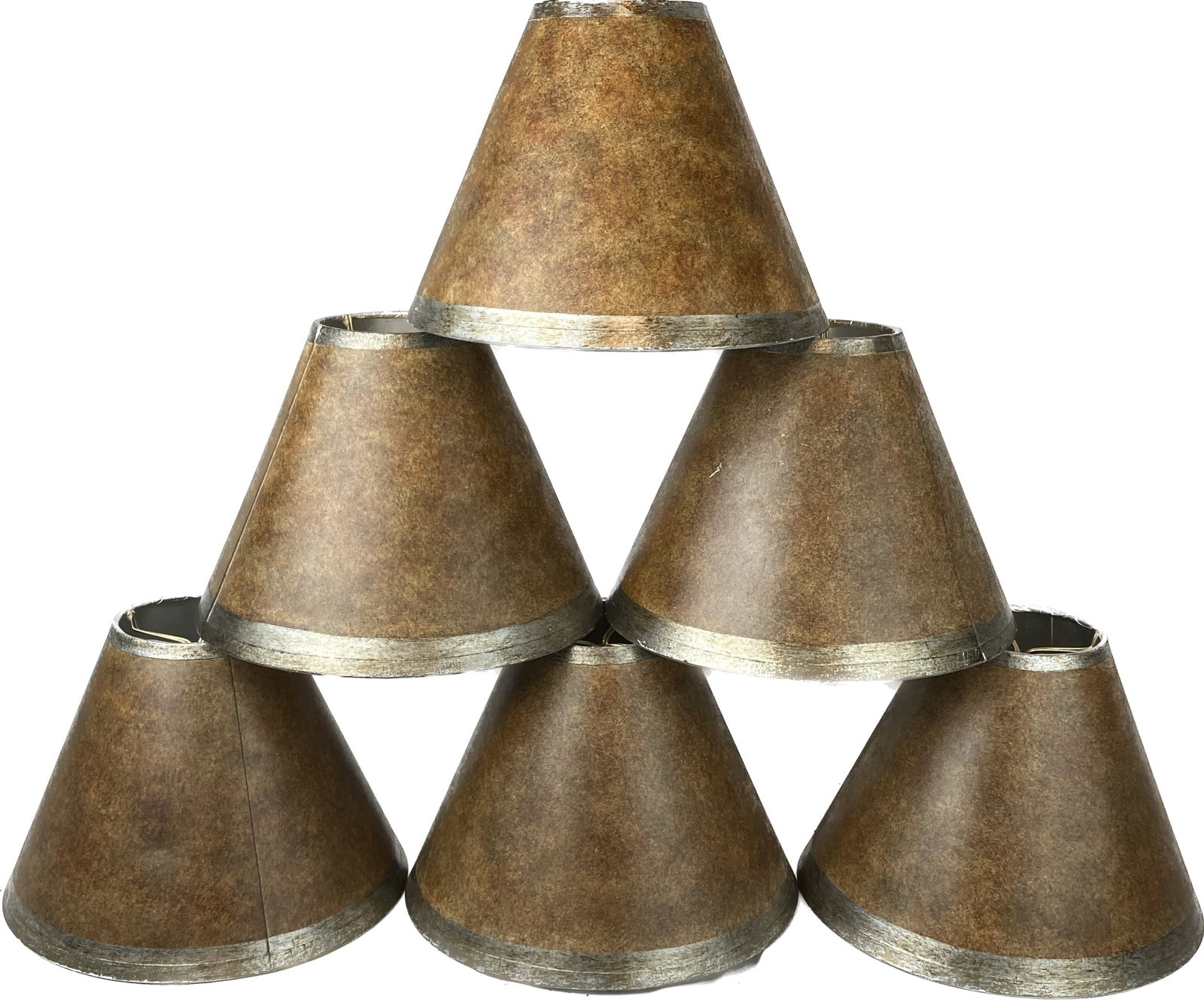 Set of 6 matching two tone clip-on lampshades (1 of 3)
